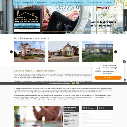 Screenshot van de website van www.kloesengoudsblom.nl