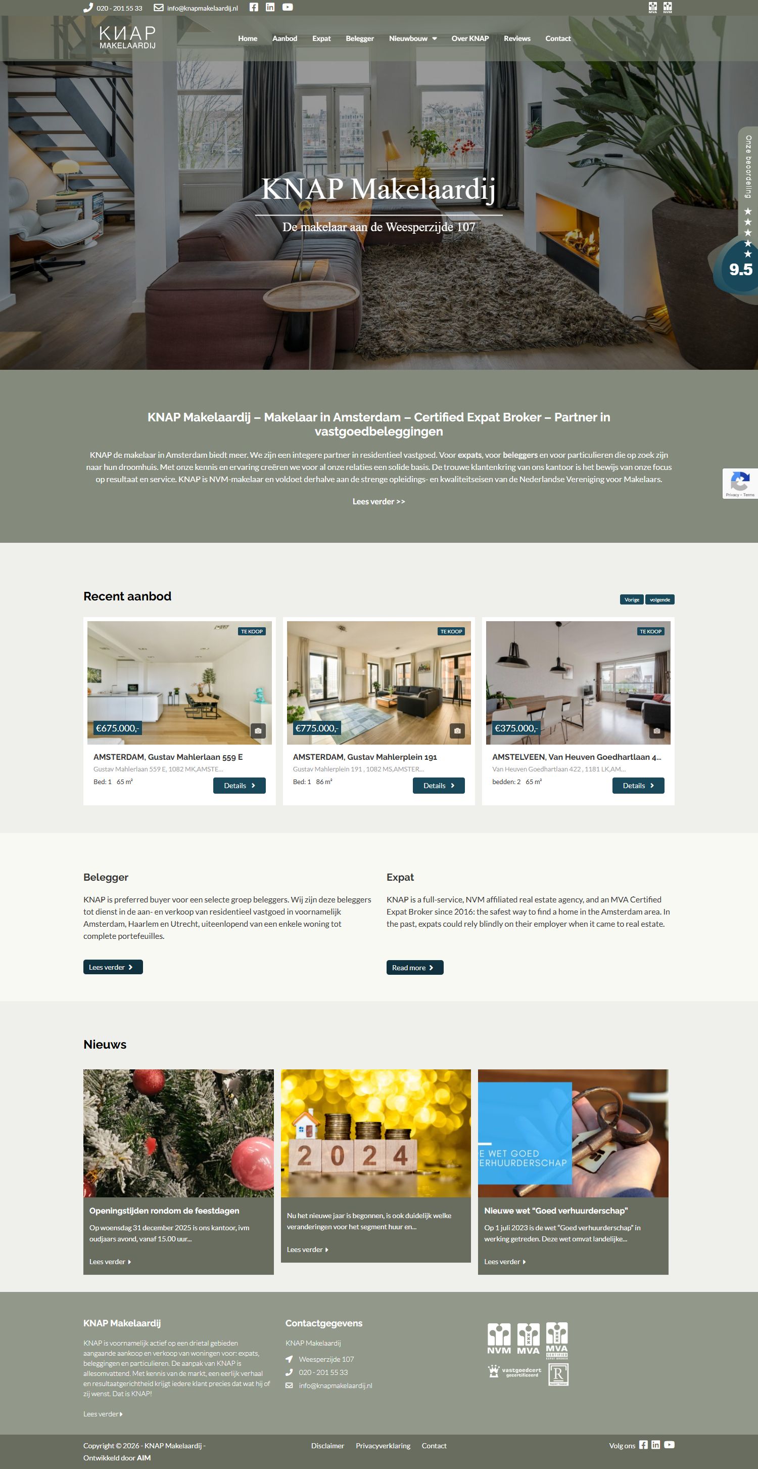 Capture d'écran du site web de www.knapmakelaardij.nl