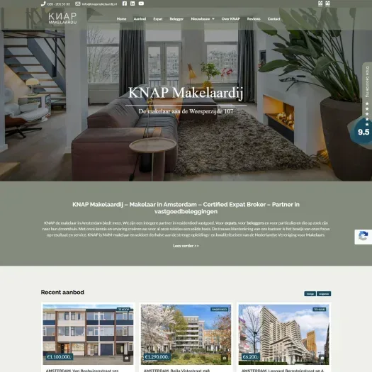 Screenshot van de website van www.knapmakelaardij.nl