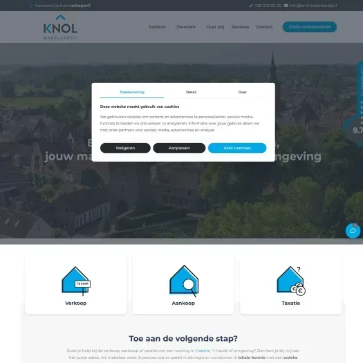 Screenshot van de website van www.knolmakelaardij.nl