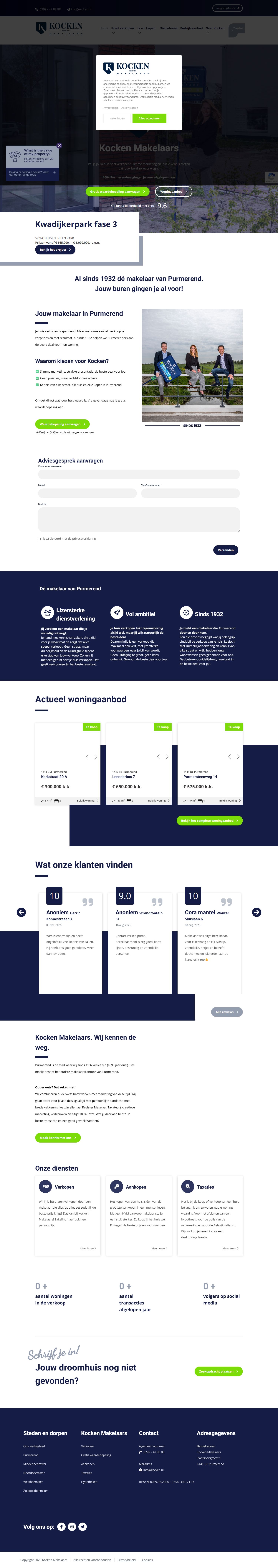 Screenshot of the website of www.kocken.nl