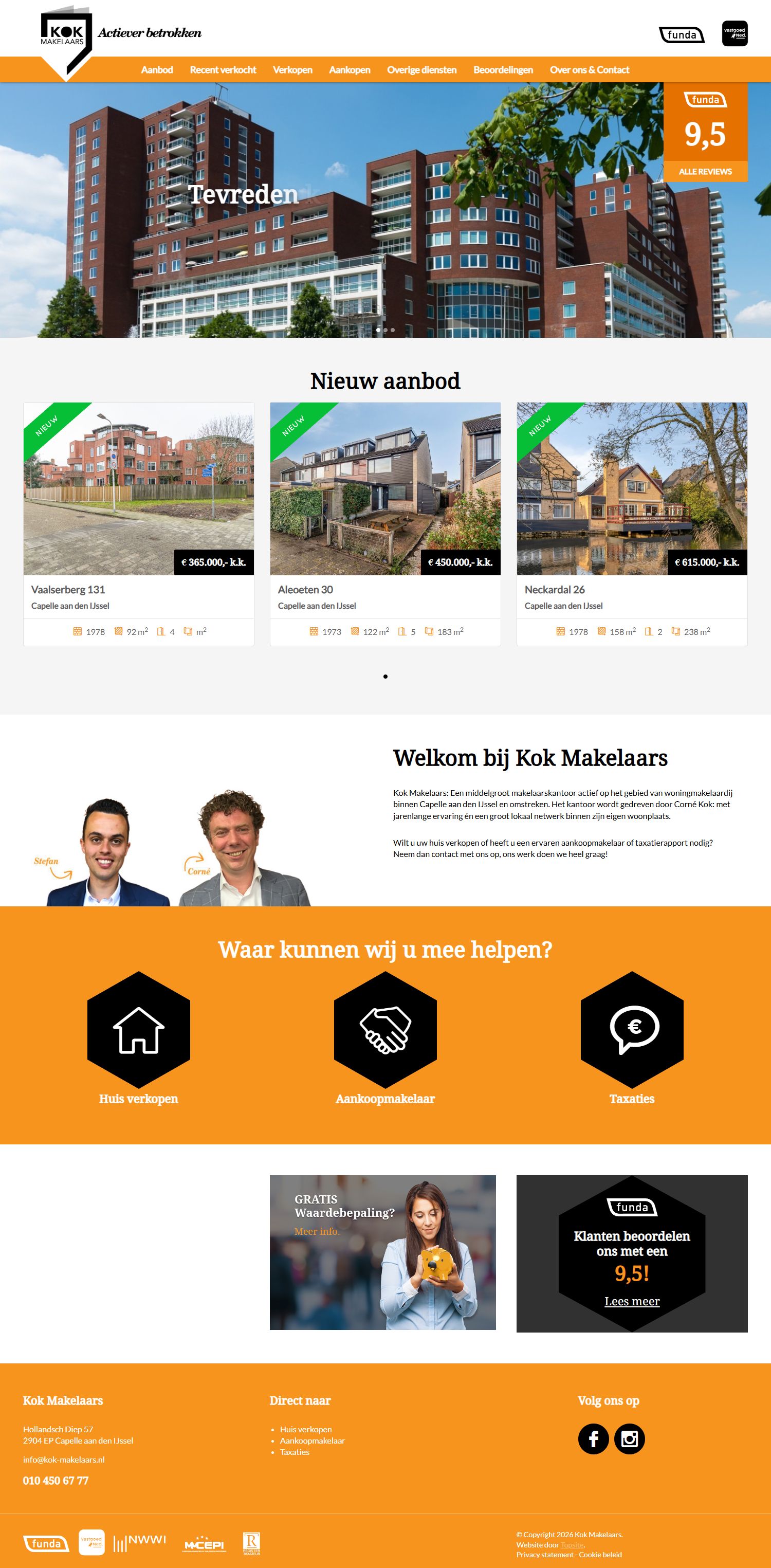 Screenshot der Website von www.kok-makelaars.nl