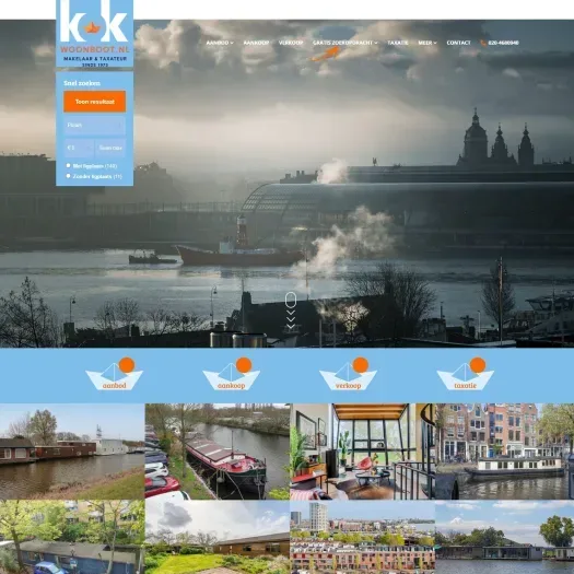 Screenshot der Website von www.woonboot.nl