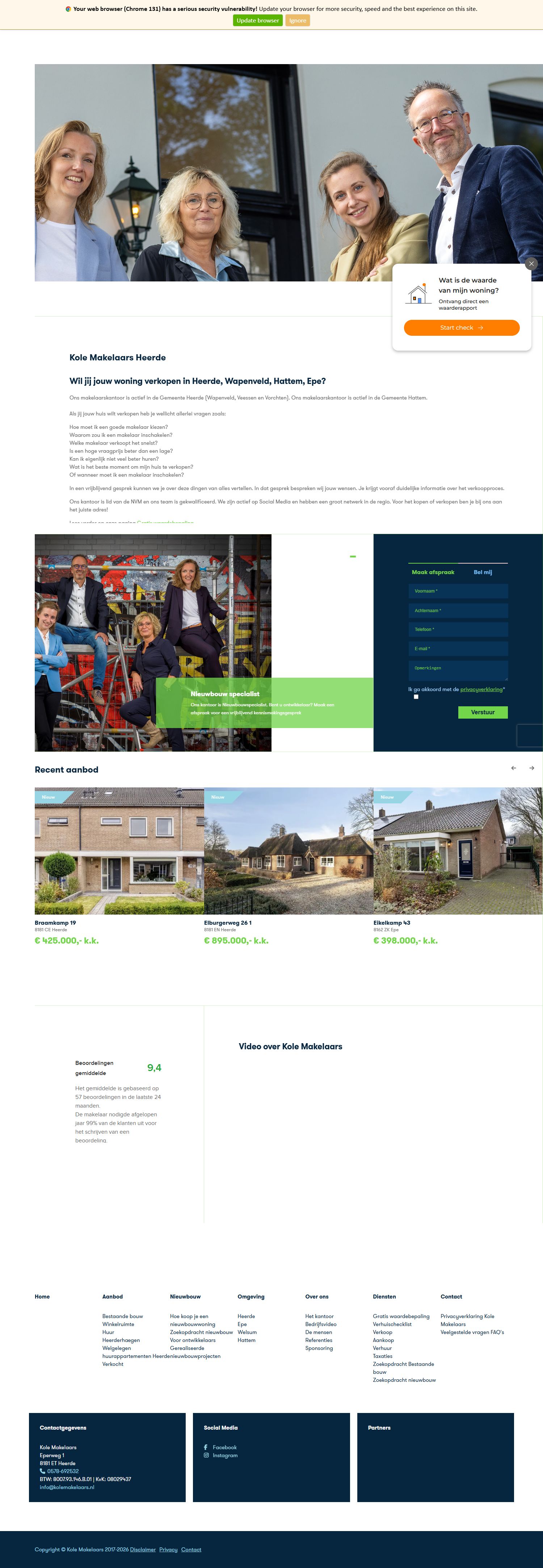 Screenshot of the website of www.kolemakelaars.nl