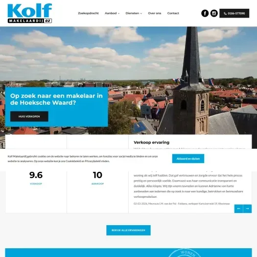 Screenshot van de website van www.kolf.nl