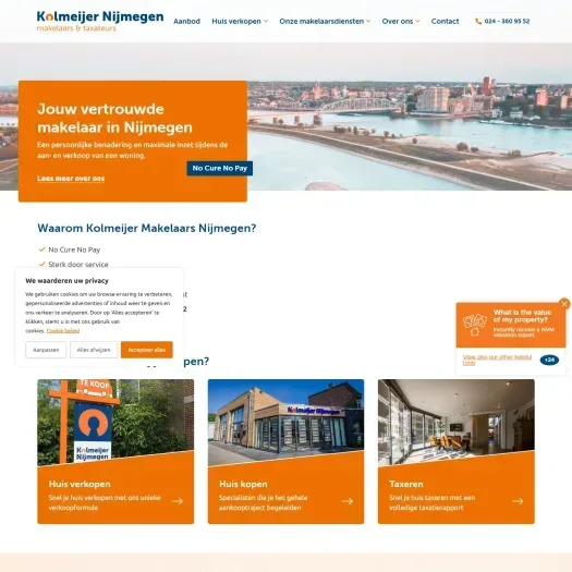 Screenshot van de website van kolmeijercuijk.nl