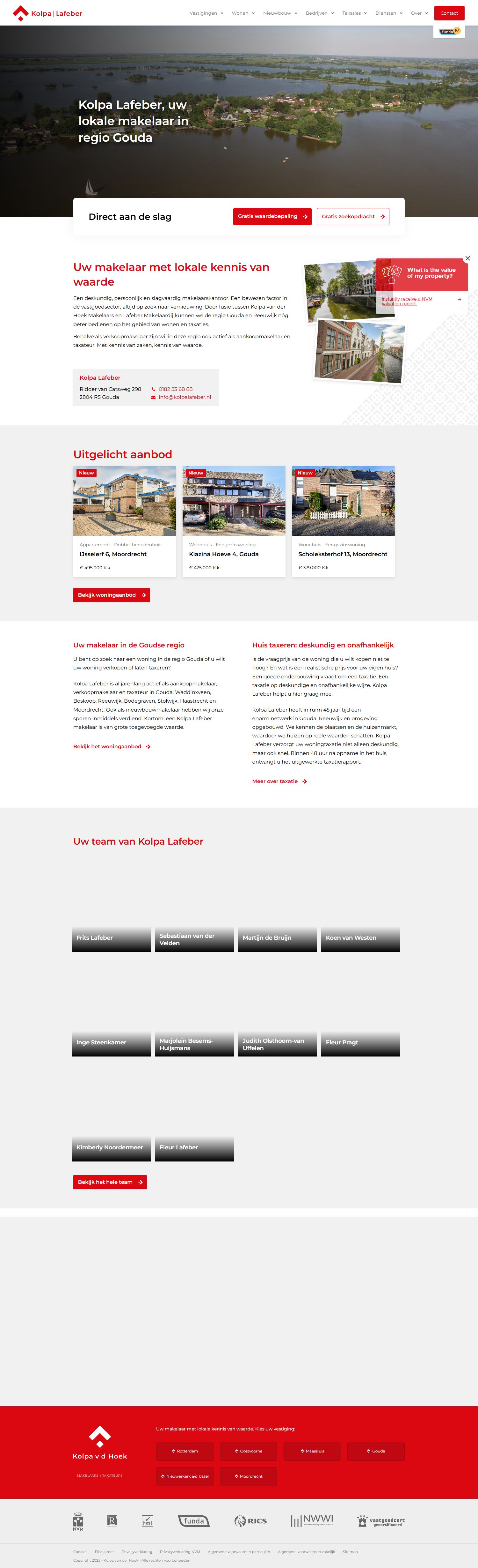 Screenshot van de website van www.kolpavanderhoek.nl