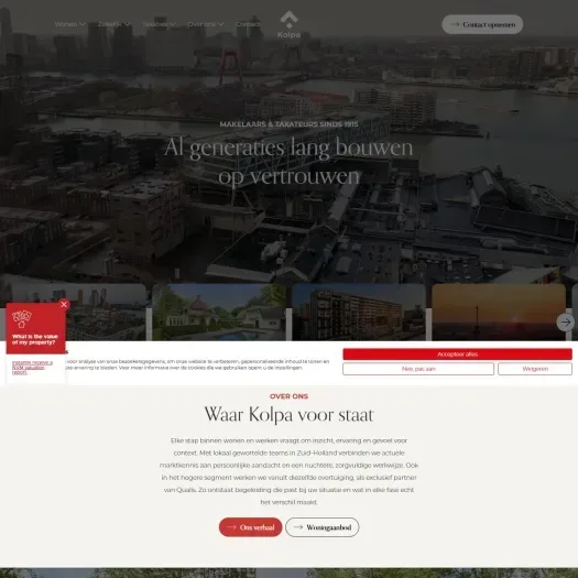 Screenshot van de website van www.kolpavanderhoek.nl