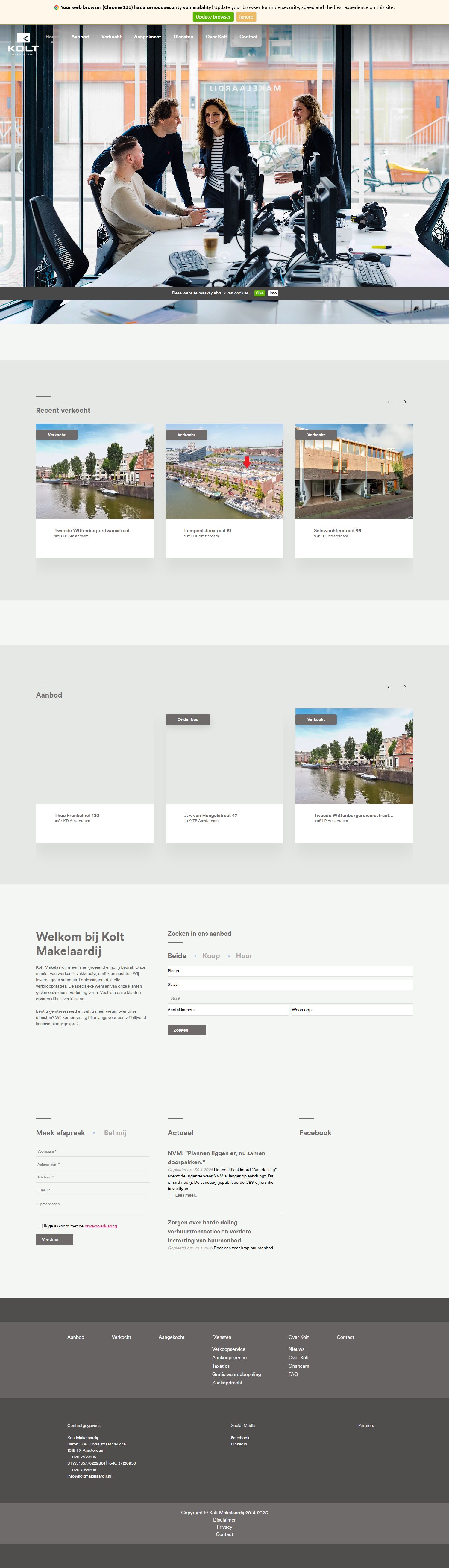 Capture d'écran du site web de www.koltmakelaardij.nl