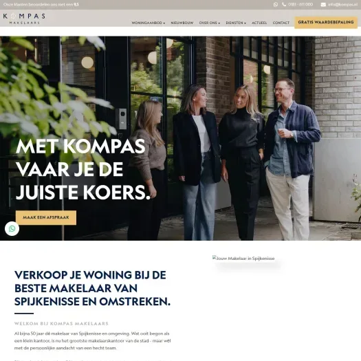 Screenshot van de website van www.kompas.nl