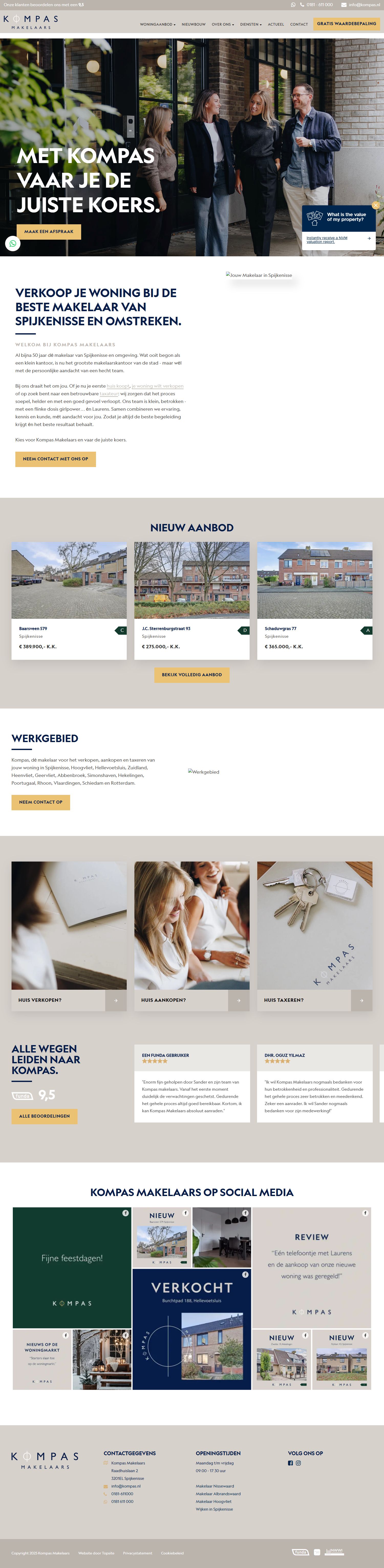 Screenshot der Website von www.kompasmakelaars.nl