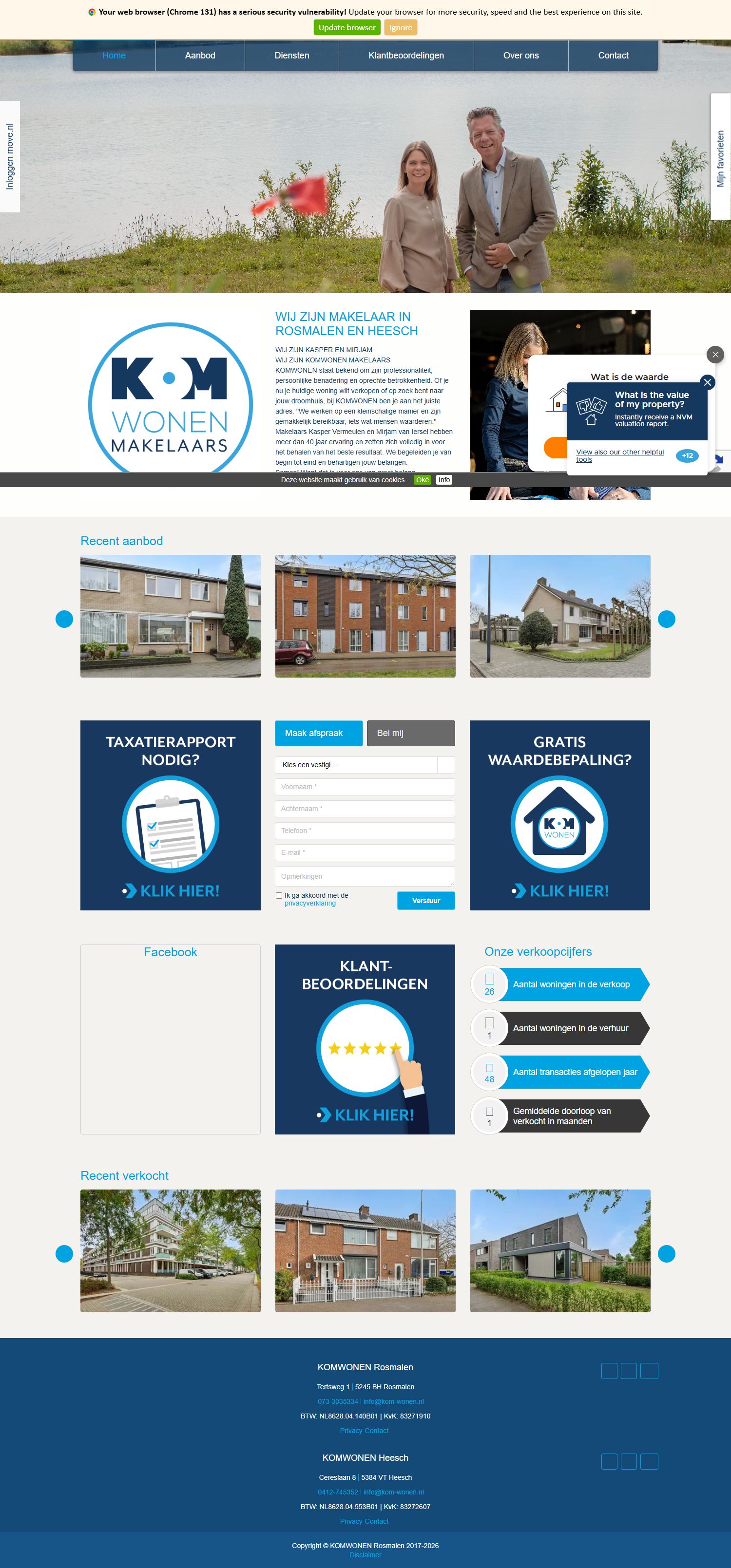 Screenshot of the website of www.kom-wonen.nl