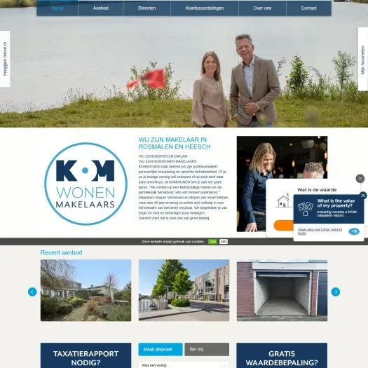 Screenshot van de website van www.kom-wonen.nl