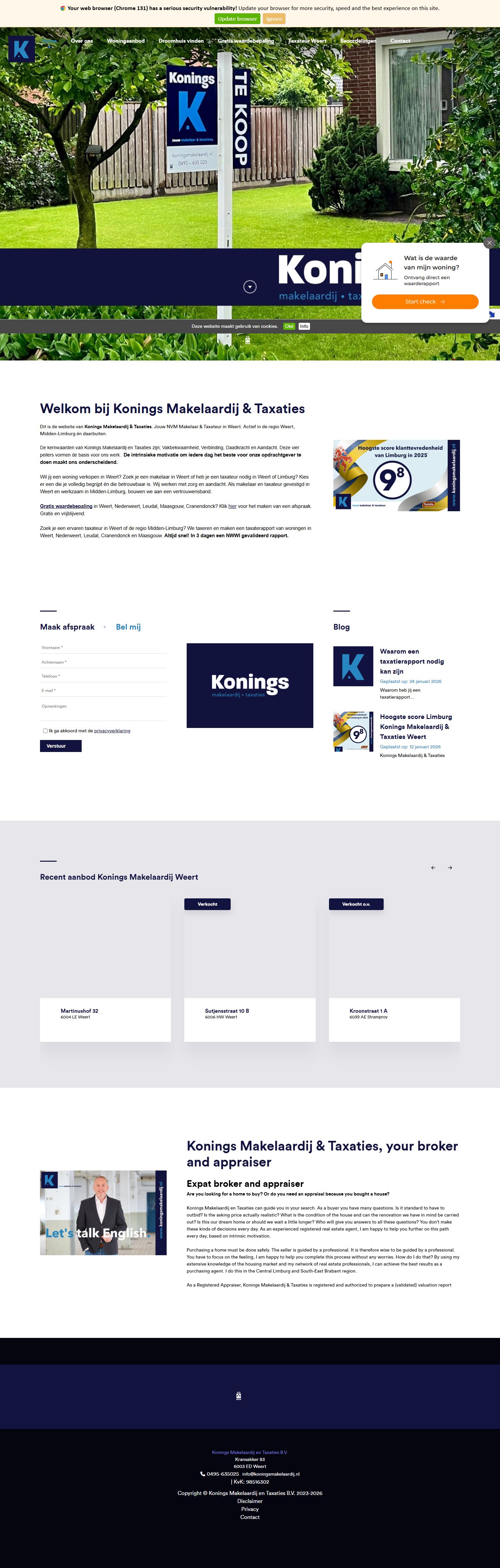 Screenshot der Website von www.koningsmakelaardij.nl
