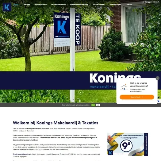 Screenshot van de website van www.koningsmakelaardij.nl