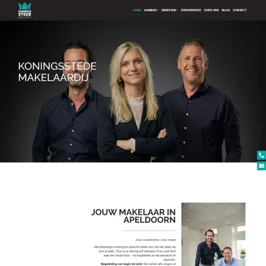 Screenshot van de website van www.koningsstede.nl