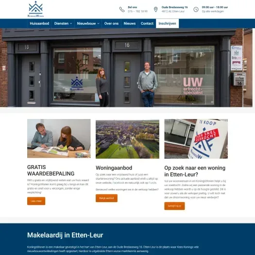 Screenshot van de website van www.koningswonen.nl