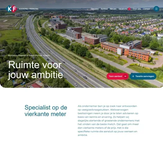 Screenshot of the website of www.kooistrafeenstra.nl