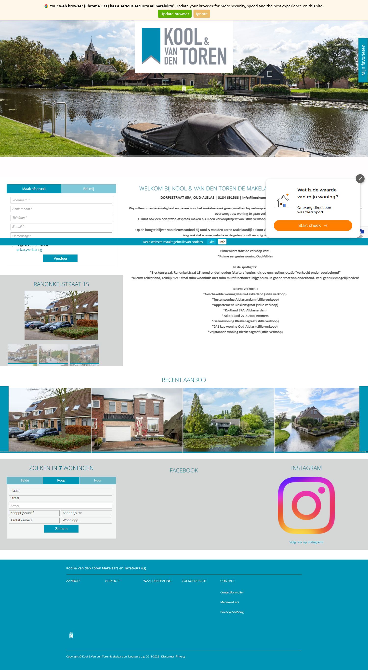 Screenshot der Website von www.koolvandentoren.nl