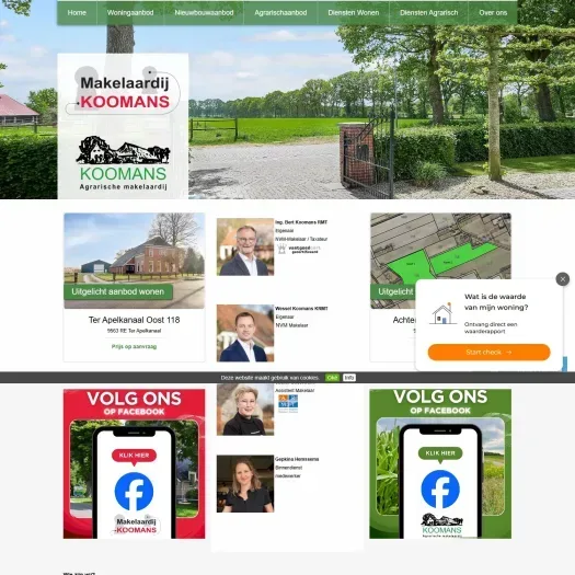Capture d'écran du site web de www.koomansmakelaardij.nl
