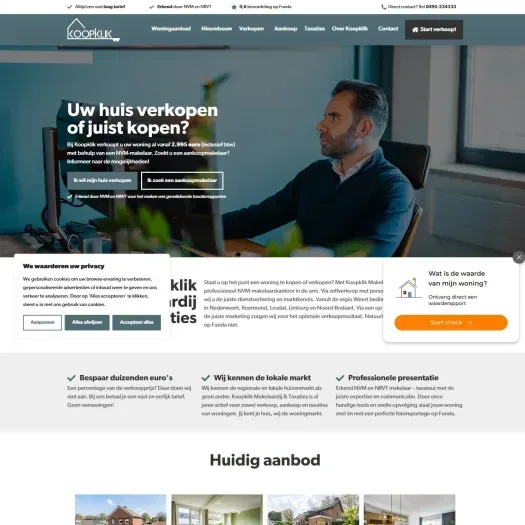 Screenshot van de website van www.koopklik.nl