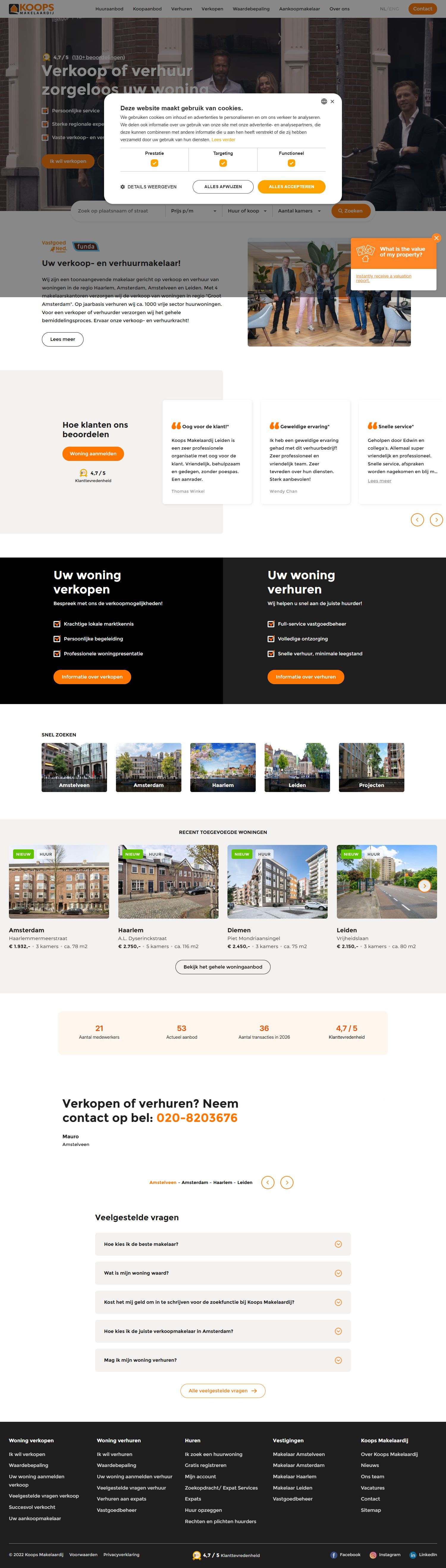 Screenshot of the website of www.koopsmakelaardij.nl