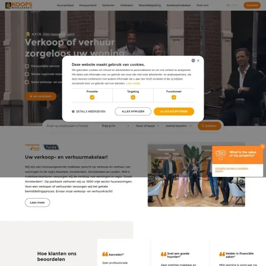 Screenshot of the website of www.koopsmakelaardij.nl