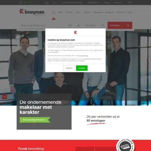 Screenshot van de website van www.kooymaneigenhuis.nl