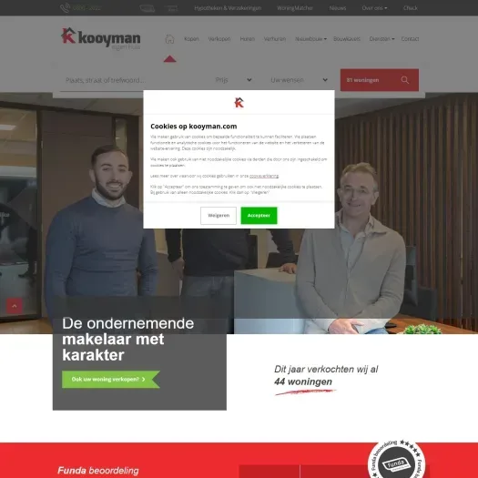 Screenshot of the website of www.kooyman.com