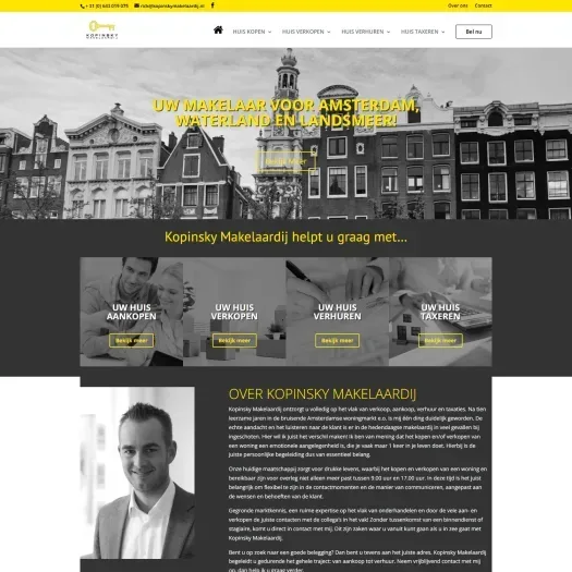 Screenshot van de website van www.kopinskymakelaardij.nl