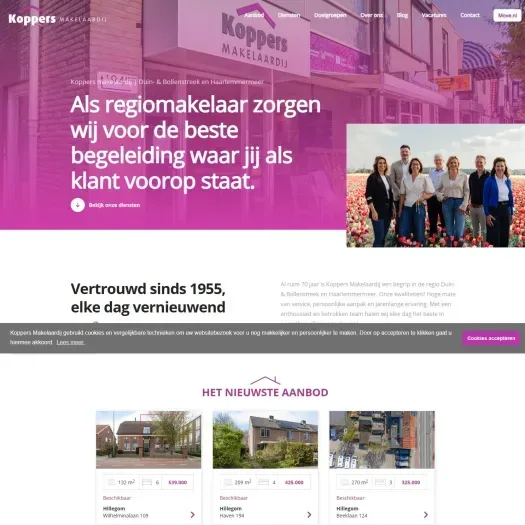 Screenshot van de website van www.koppers.nl