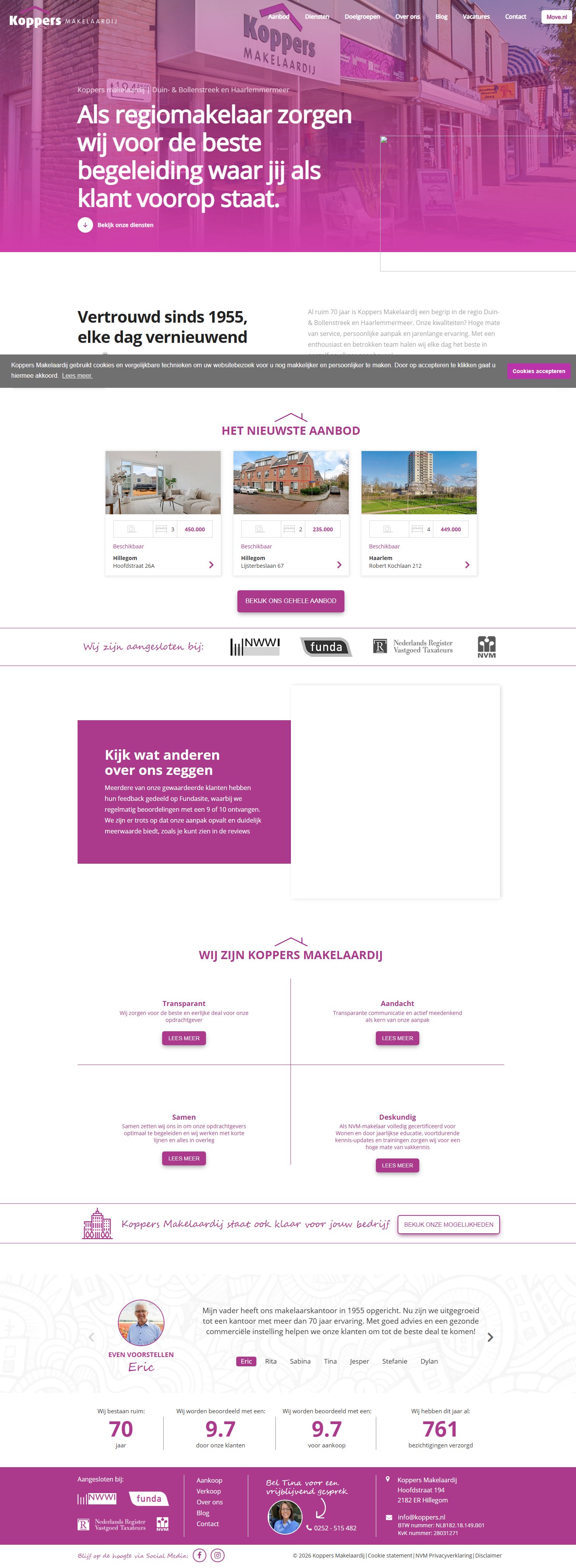 Screenshot der Website von www.koppers.nl