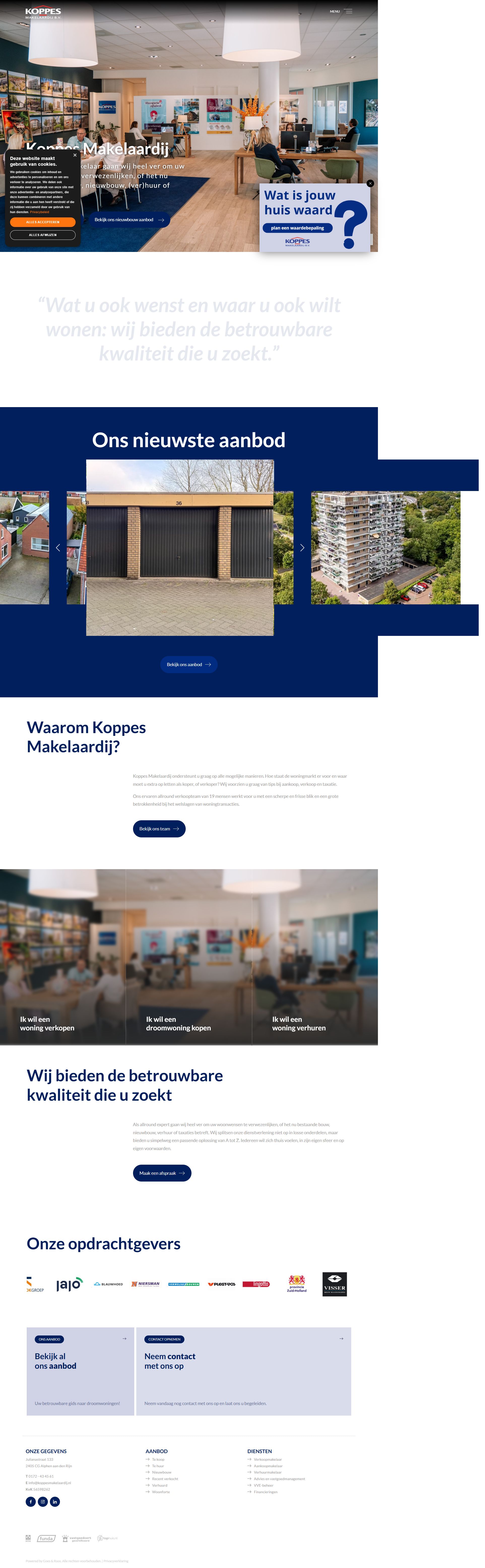 Screenshot der Website von www.koppesmakelaardij.nl