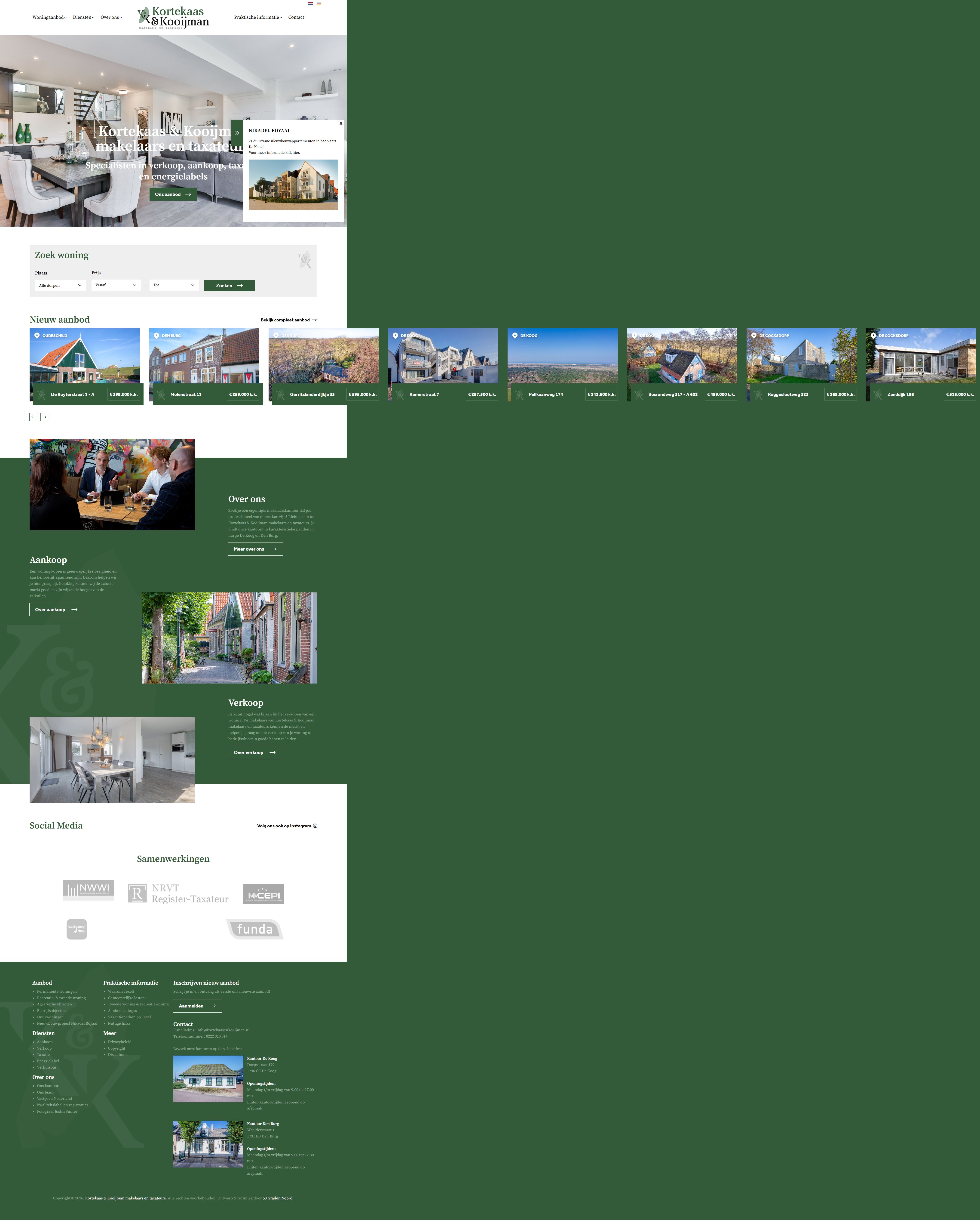 Screenshot der Website von www.kortekaasenkooijman.nl