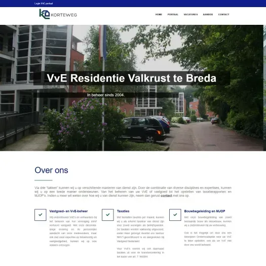 Screenshot der Website von www.kortewegco.nl