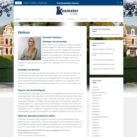 Screenshot of the website of www.kosmeiermakelaars.nl