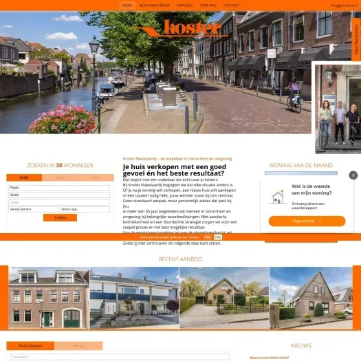 Screenshot of the website of www.koster-makelaardij.nl