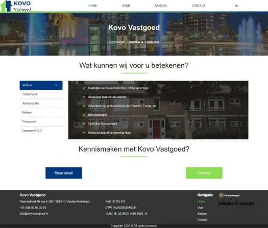 Screenshot van de website van www.kovovastgoed.nl