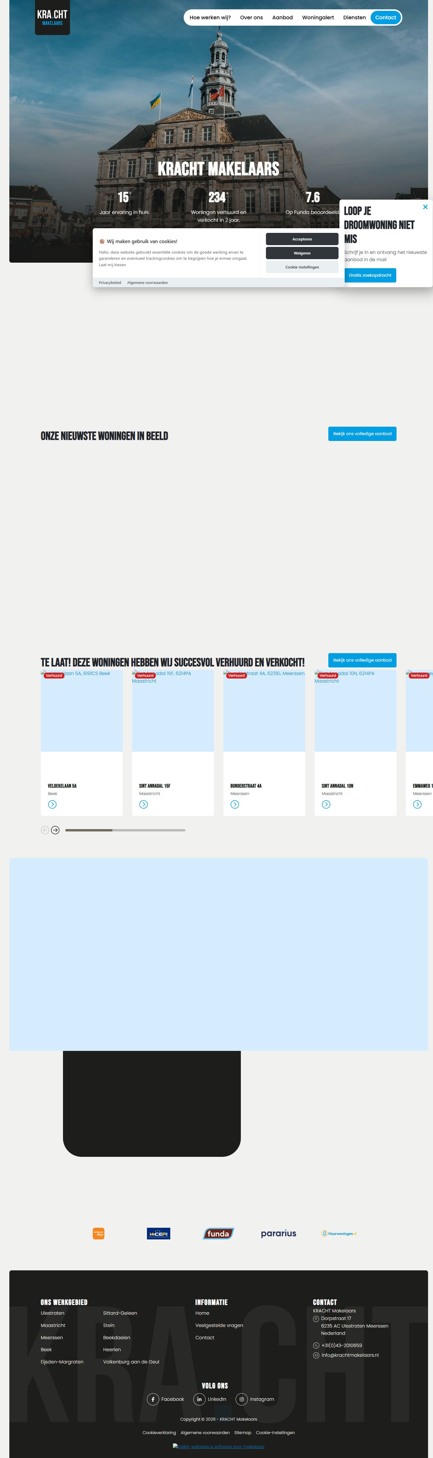 Screenshot van de website van www.krachtmakelaars.nl