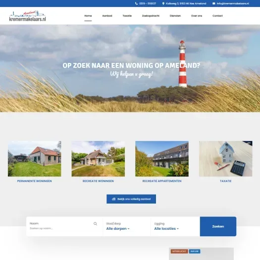 Screenshot der Website von www.kremermakelaars.nl
