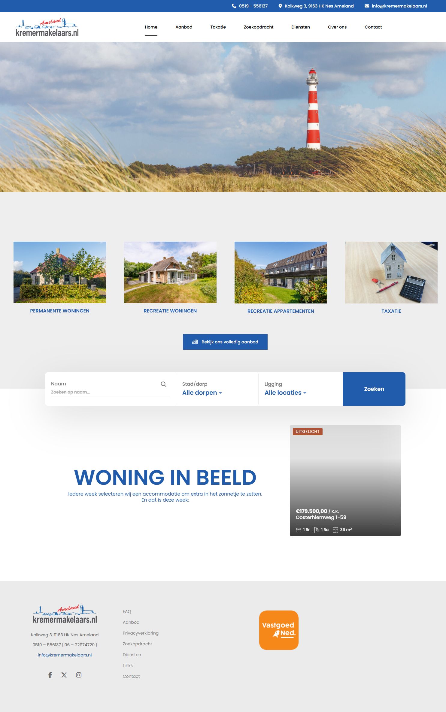 Screenshot of the website of www.kremermakelaars.nl
