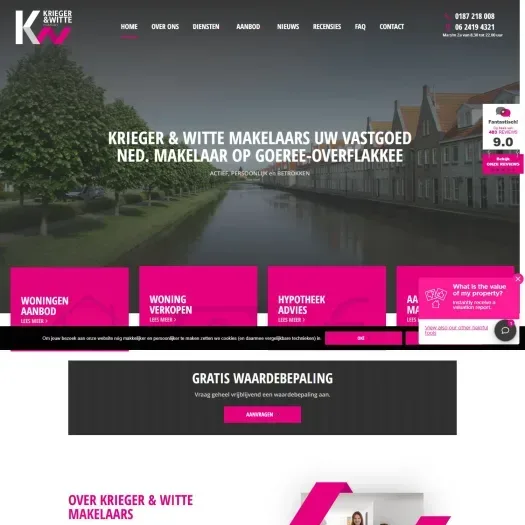 Screenshot van de website van www.kwmakelaars.nl