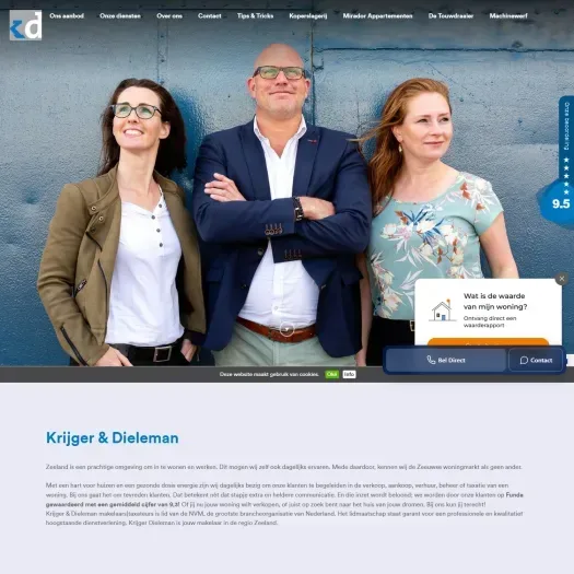 Screenshot van de website van www.krijgerdieleman.nl