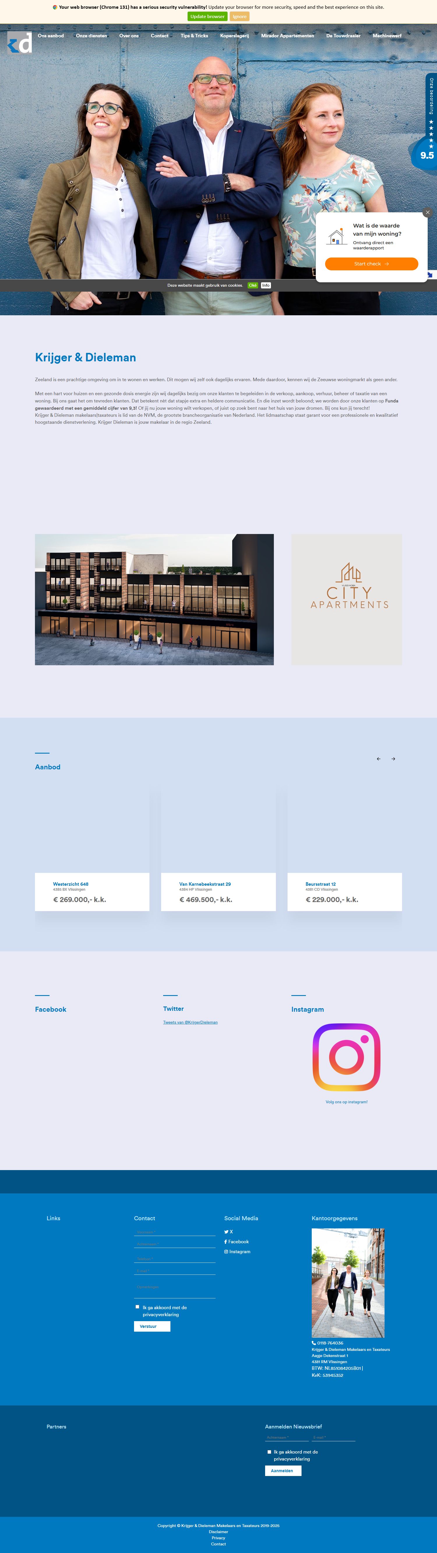 Capture d'écran du site web de www.krijgerdieleman.nl