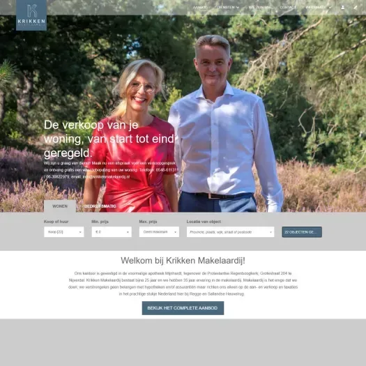 Capture d'écran du site web de www.krikkenmakelaardij.nl