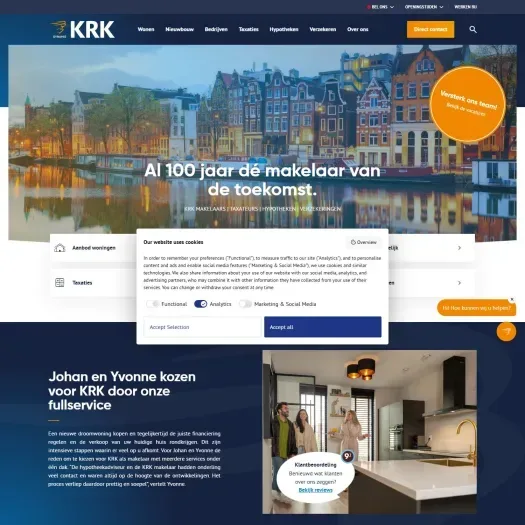 Screenshot van de website van www.krk.nl