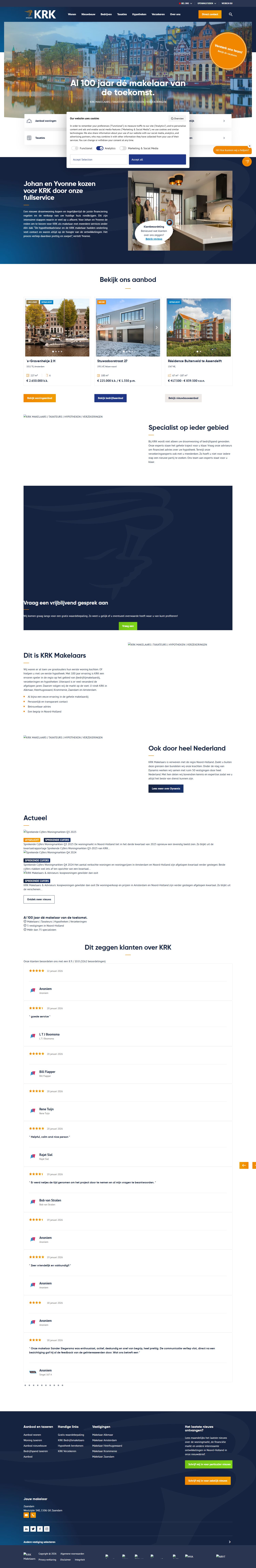 Screenshot van de website van www.krk.nl