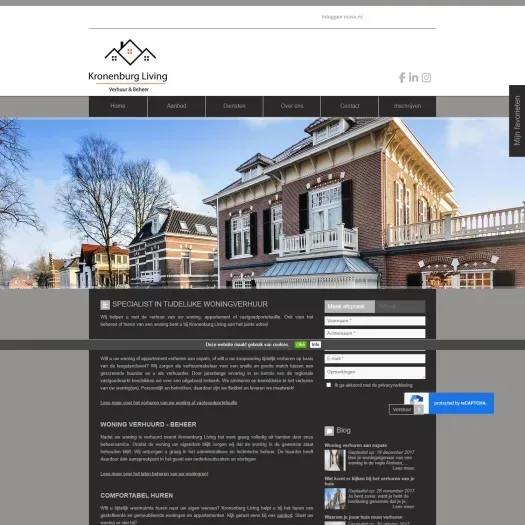Screenshot der Website von www.kronenburgliving.nl