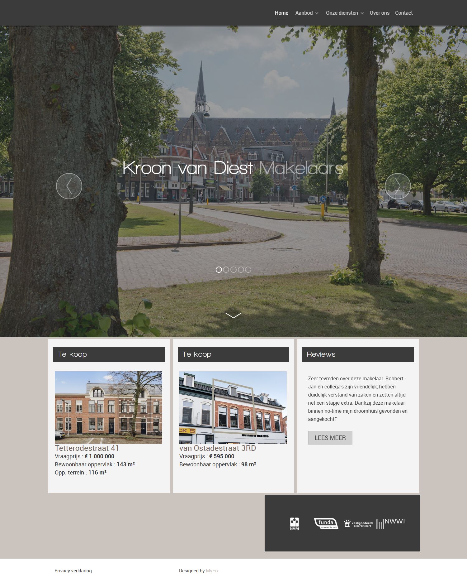 Screenshot of the website of www.kroonvandiest.nl