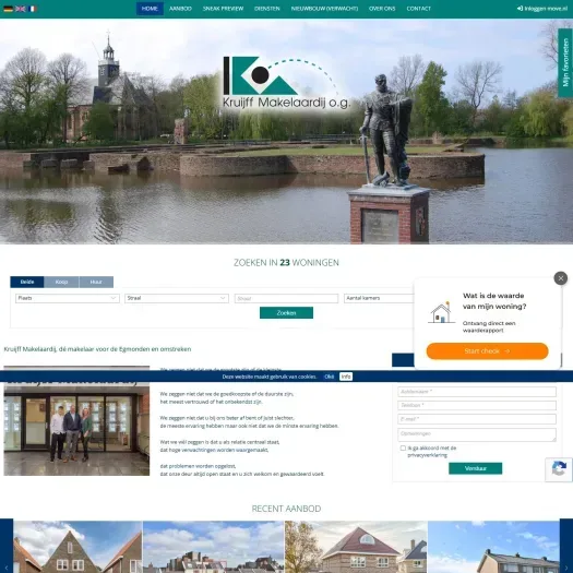 Screenshot van de website van www.kruijffmakelaardij.nl